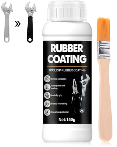 150g Multi Purpose Rubber Coating, Liquid Rubber, Room Temp Fast Cure | Rubber Paint, Peelable Rubber, Flexible Waterproof Seal Coating, Rubber Coating for Tool Handle Anti-Slip Protection, Black