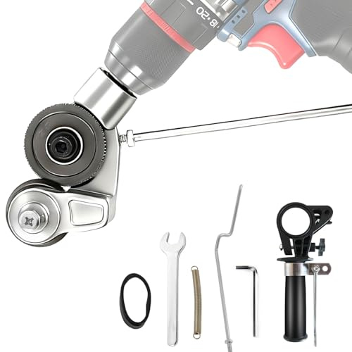 Metal Nibbler Drill Attachment, Heavy-Duty Sheet Metal Cutter for Electric Drill, Double-Cut Nibbler Tool for Fast Clean Cutting of Iron, Steel, Aluminum, Copper and Plastic Panels