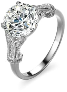 Tolldek Anello di fidanzamento classico in oro bianco 9 K/14 K/18 K, con moissanite, in oro bianco 375/585/750, misura 47-65