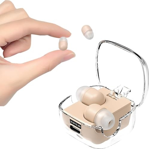 Mini auriculares inalámbricos, auriculares Bluetooth con cancelación de ruido para orejas pequeñas, auriculares pequeños de perfil bajo para el trabajo, auriculares ultraligeros (nude)