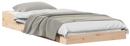 mtlskopl Bettrahmen 80x220 cm aus Kiefernholz - Modernes Futonbett Natur für Single & Gäste - Stabiles Massivholzbett als Plattformbett ohne Boxspring