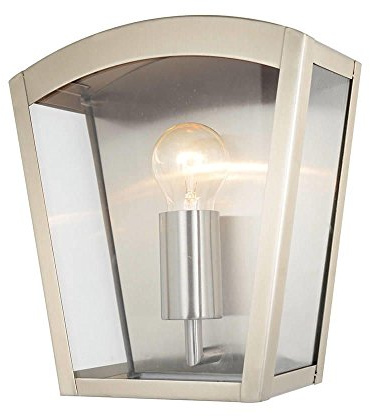 LITECRAFT Hamble Curved Outdoor Box Lantern Stainless Steel Wall Light | Garden, IP44 Rated