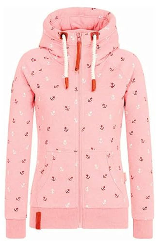 Newbestyle Jacke Damen Sweatjacke Hoodie Sweatshirt Oberteile Damen Pullover Kapuzenpullover Pulli mit Reissverschluss,pink,XL