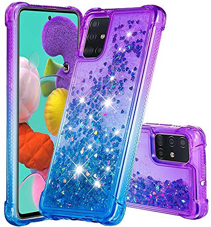 HiCASE Pro Hülle für Samsung Galaxy A51, Süß glänzend funkeln Glitzer Bling flüssigkeit Quicksand schutzhülle klar zurück stoßfest schlank weich TPU silikon stoßstange Abdeckung
