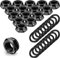 16 Stück Skateboard-LKW-Muttern und 16 Stück Skateboard-Achsscheiben für Longboards und Hardware-Kit (schwarz)