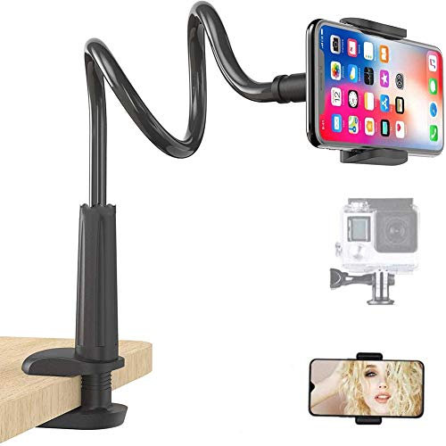 Tianbi Webcam Stand and Phone Holder, 25 inch Flexible Arm 360 Desk or Bed Gooseneck Mount Stand for C925e C922x C922 C930e C930 C920 C615, Hero 8/7/6/5, Arlo Ultra/Pro/Pro 2/3