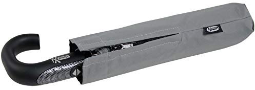 iX-brella Herren Taschenschirm Auf-Zu-Automatik Rundhakengriff Carbonoptik Grey