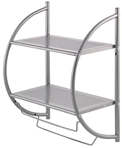 bremermann Badezimmerregal 2in1, 2 Ablagen, 2 Handtuchhalter, 44,5 x 54,5 cm (Grau)