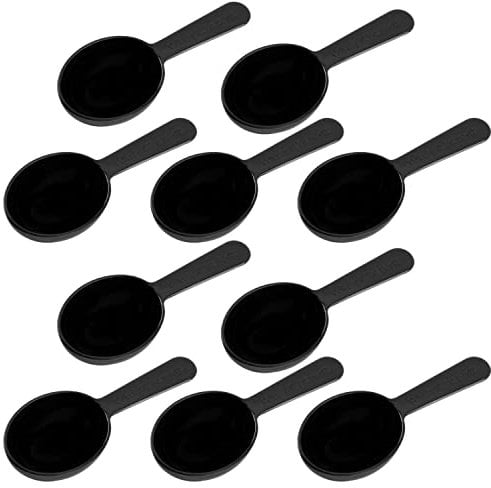Framendino, 10 Pack Plastic Coffee Measuring Spoons Short Handle Scoops for Tea Sugar Cereal Milk Powder Spices Black 7g