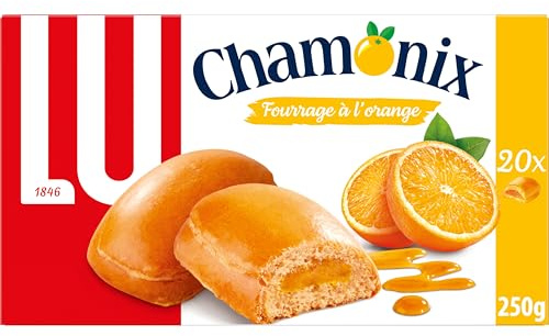 LU Chamonix - Gâteau Fourré à la Gelée d'Orange - Idéal pour le Goûter - 6x Pack de 10 Sachets (25 g)