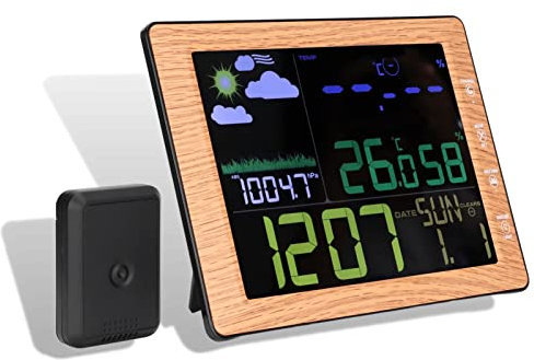 Estación Meteorológica Inalámbrica Digital WIFI Pantalla A Color Monitor Del Tiempo Termómetro Para Interiores y Exteriores Higrómetro Con Sensor Estación De Pronóstico Del Tiempo Para El Hogar