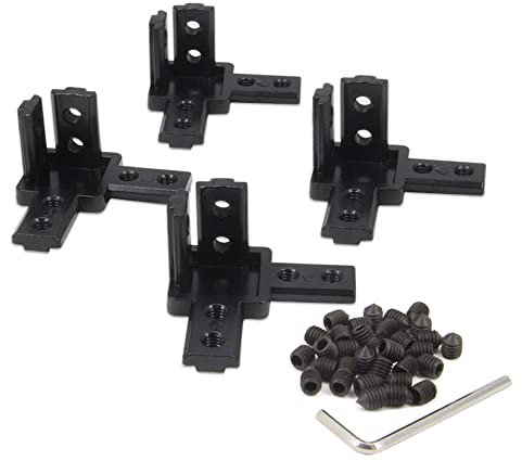 Befenybay 4PCS Schwarz 3-Wege-End-Eckwinkel-Verbinder mit Schrauben für 8 mm T-Nut-Aluminium-Strangpressprofil 3030-Serie (3030s-Schwarz)