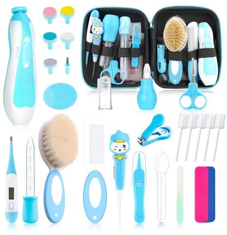Baby Healthcare and Grooming Kit for Newborn Kids, 32PCS Upgraded Safety Baby Care Kit, Newborn Nursery Health Care Set, Baby Electric Nail Filer Kit, Infant Baby Care Products