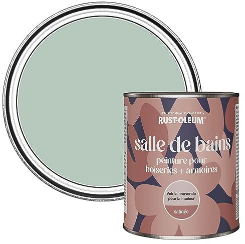 Rust-Oleum Peinture Verte Résistante à l'humidité pour Meubles de Salle de Bains, Finition Satinée - Vert d'eau 750ml