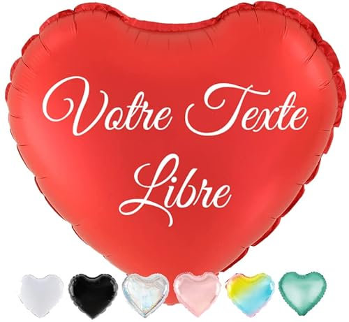 Ballon avec votre inscription en forme de coeur Ballon avec n'importe quel texte Cadeau personnalisé pour l'anniversaire de la Saint-Valentin Anniversaire pour l'hélium ou l'air (coeur) (Cœur)