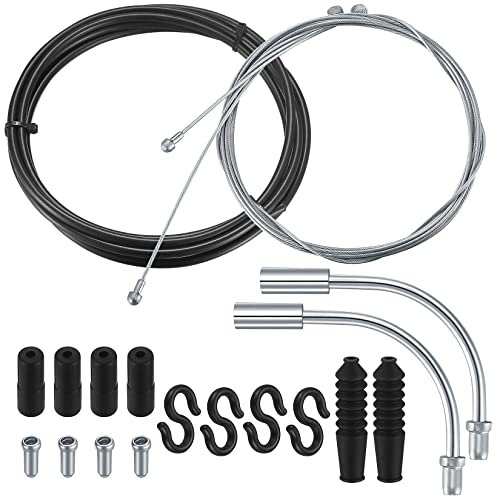 Fahrrad Bremszuge Set, Fahrrad Bremsseil Hinten Set, Fahrrad Bremskabel Innenzug Set mit 2 V Bremskrümmer(90 Grad), Montierten Endkappen, für Mountainbike Rennrad Fahrrad
