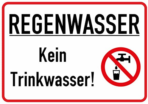 Daged Regenwasser Kein Trinkwasser Aufkleber 23x16 cm Hinweiszeichen Sicherheitszeichen Sticker T-120