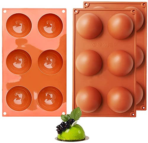 3 pièces de moules en silicone, Moule Forme Demi-Sphères 6 Cavités, Moule Silicone Chocolat pour boule de chocolat, gâteau, gelée, pudding, savon fait maison (Diamètre 6.7cm)