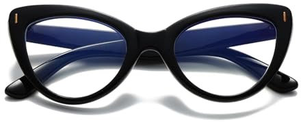 Hubeye Katzenauge Brillen für Damen Modisch Großem Rahmen Anti-Blaulicht Cat eye Brillen mit Brillenholster