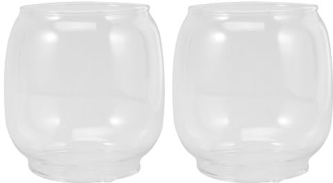 Beavorty Lámpara de queroseno, lámpara de cristal, chimenea, 2 piezas, pantalla de aceite, reemplazo de farol vintage de huracán, pantalla de queroseno, globo curvo, cubiertas de farol, piezas de