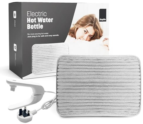 KEPLIN Rechargeable Electric Hot Water Bottle Soft & Cosy Bed, Hand & Body Warmer - Fast Heating, Auto-Shut Off Function, Over-Heat Protection & No Refill Heat Pad (Grey)