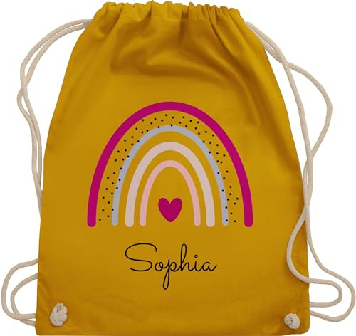 Turnbeutel Rucksack - Regenbogen Regenbögen - Unisize - Senfgelb - beutel kindergarten schule sportbeutel rainbow sophia turnsack name schulbeutel personalisierte herz beuteltasche mädchen