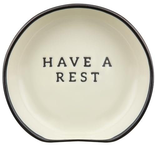 Black & White Ceramic Spoon Rest Tea Tidy Utensils Holder Rest Kitchen Gift