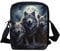 Howilath Kleine Kuriertasche mit lustigem Tierdruck, Outdoor-Reisetasche, Umhängetasche, Handytasche, Wolf Moon Star