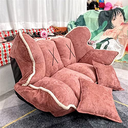Sofa-Sitz-Stuhl, verstellbarer Winkel, Boden-Schlafsofa, zweisitziges Boden-Sofa, Schlafsofa, niedriges Sofa, modisches, flauschiges niedriges Sofa aus Baumwollleinen, Beige, 180 x 105 x 21 cm (Rosa