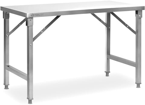Mahlzeit Edelstahltisch 120 x 60 x 80 cm | Arbeitstisch, Küchentisch, Edelstahl Zubereitungstisch | Gastronomietisch klappbar, Klapptisch, Serviertisch | Tisch für Küche und Gastronomie
