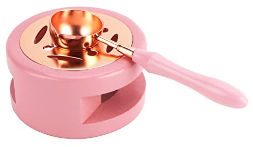 SICOU Wax Seal Warmer and Spoon Kit Sealing Wax Warmer Melting Spoon Wax Melting Stove Pot Wax Seal Furnace Wax Seal Spoon Holder for Melting Wax Seal Beads or Melting Wax Seal Sticks, Pink