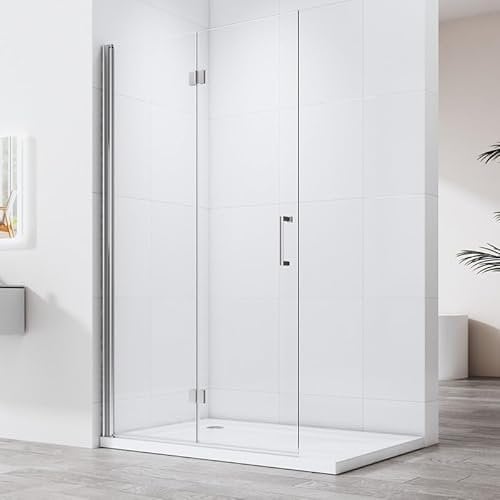Walk in Dusche Walk in Duschwand 120x195cm Faltbar Duschabtrennung Duschkabine Faltwand Drehfalttür Faltdusche Glaswand Duschfaltwand 6mm NANO Sicherheitsglas Glas Dusche Duschwand