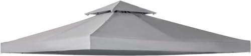 2 Tier Gazebo Replacement Top Cover,Large Size 3X3 m Garden UV Resistant Waterproof Canopy,Heavy Duty Double Tiered Gazebo Pavilion Roof Protection for Yard Patio Garden Outdoor Canopy Sunshade