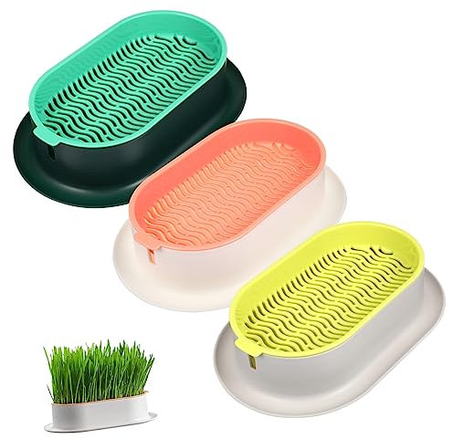 Gogogmee 3 Teilige Hydrokultur Pflanzbox Hydroponische Katzenpflanze Erdloser Katzengras Pflanzkasten Kindergarten Katzengras Pflanzkasten Praktischer Katzengras Pflanzkasten