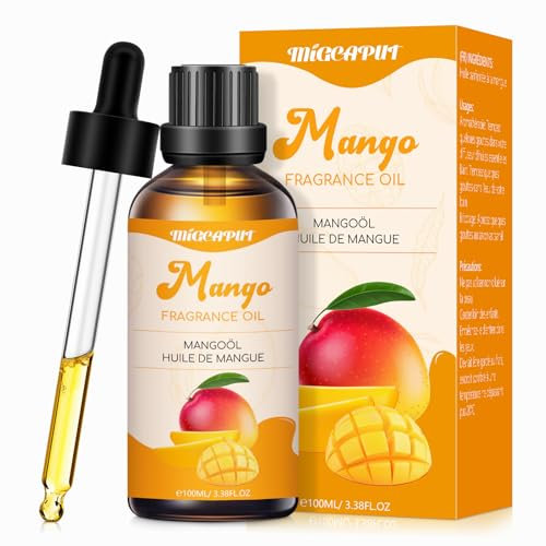 Migcaput Ätherisches Mango Öl 100ml, Premium Mangoöl Aroma Öl Duftöle für Diffuser, Luftbefeuchter, Entspannen, DIY Parfüm, Seifen, Kerzen