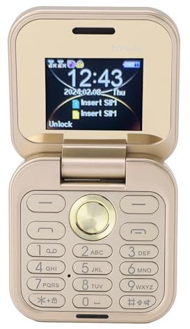 Entsperrtes Klapphandy für Senioren, ältere Menschen, 2G Basic, Einfach zu Bedienendes, Kleinstes Mobiltelefon mit Großen Tasten, UKW-Radio, LED-Taschenlampe, Dual-Nano-SIM und