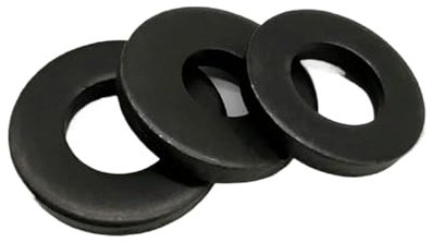 LIUCH 20 stücke Schwarze Unterlegscheibe M5 Schwarz Carbon Stahl Flache Unterlegscheibe Plain Dichtung Pad(M5 x 12 x 1.5)