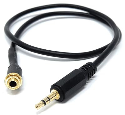 Panel Mount 3.5mm Male to Female Extension Cable Adapter – 1/8 TRS Stereo Connector with Locking Nut for Headphones, Microphones, Speakers, DJ & DIY Audio Projects (0.5m)