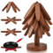 Duscdesp Wooden Trivets for Hot Pans Pots Dishes,4 Wooden Coasters+1 Stand,Wooden Trivet Tree for Kitchen Worktops Protector,Wooden Trivet Heat Proof Mat for Hot Dishes Pots Cups Bowls (Dark Color)
