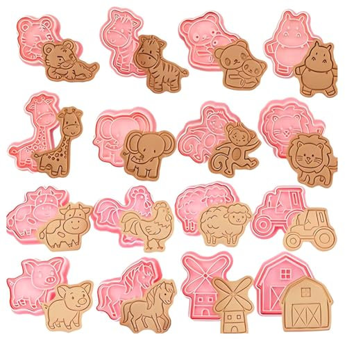 16 pezzi Formine Animali per Biscotti Bambini, Animale Tagliabiscotti Plastica, Formine Biscotti Animali Foresta, 3D Cookie Animale Mold, per La Cottura in Biscotto, Dolci, Pasticceria