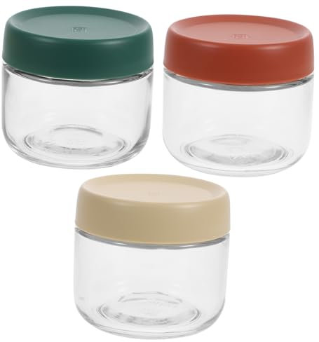 Hohopeti 3-teiliges Glas-set Mit Babynahrungsbehältern Aufbewahrung Für Snacks Organisieren Sie Ihre Küche Mit Mini-gläsern Auslaufsicheren Deckeln Verschiedene Farben