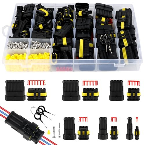 VHUTOU 811 Stück kfz Stecker, Wasserdicht kfz Stecker 1/2/3/4/5/5/6 Pin Schnell kfz Steckverbinder Stecker Kabel Steckverbinder Stecker für Auto KFZ LKW Boote Motorrad(1.5mm², 300V, 12A)