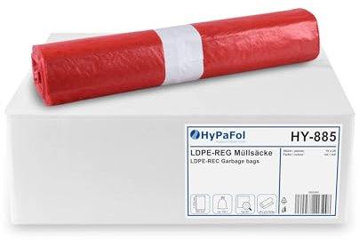 HypaFol Müllsäcke rot, 120 L I Müllbeutel aus recyceltem Kunststoff zur Mülltrennung bei strengen Hygienevorschriften I Robuste Müllsäcke für kritische Abfälle in Kliniken, Pflegeheimen & Arztpraxen
