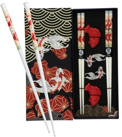 JADE TEMPLE Chopsticks Set Fish Benches Red – 1 Set