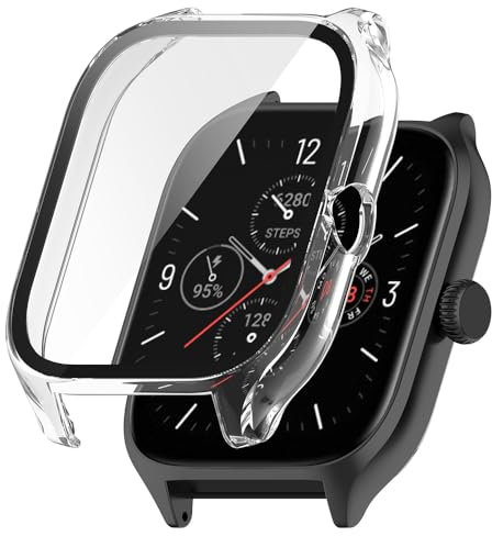 Custodia per Amazfit GTS 4, Difficile pc Case con Vetro Protettiva per Schermo, Anti-graffio, Anti-polver, Cover per Amazfit GTS 4