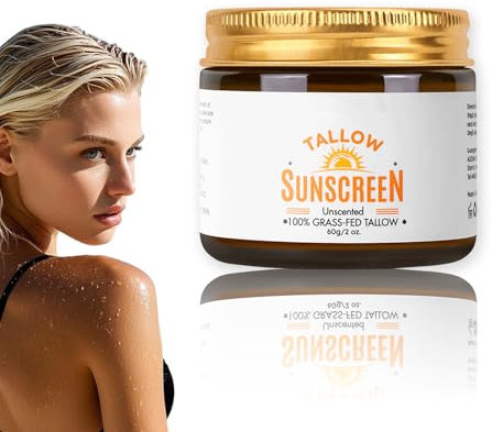 Rindertalg Sonnencreme Gegen UV, Beef Tallow Sonnenschutz für Gesicht und Körper, Gras Fed Bio-Talg-Sunscreen, Feuchtigkeitsspendender Sonnenschutz Gesicht spendet der Haut Feuchtigkeit