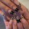 SXVME French Tip False Nails with Leopard Design, Acrylic Press on Nails Medium Almond 3D Black Bow Full Cover Coquette Fake Nails Press ons for Women 24 Pcs