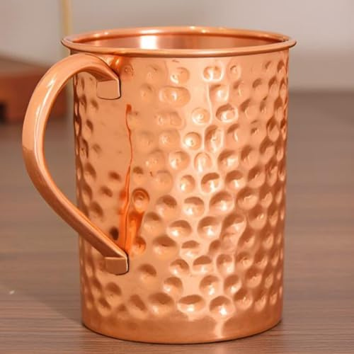 NZM Tazza per Moscow Mule, 470 ml, finitura martellata a mano, in rame massiccio, per Moscow Mule, caffè freddo, cocktail, bevande refrigerate con benefici per la salute ayurvedica.