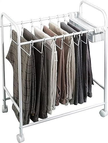 Prettiee Porte-Manteau en métal sur Pied avec 4 roulettes pivotantes, Porte-vêtements, Porte-Serviettes de Salle de Bain, Gain de Place (Blanc)