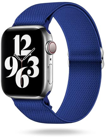 ONEFLOW Flex Loop Kompatibel mit Apple Watch 6 (44mm) Armband Elastisch, Textil Stoff iWatch Armbänder Damen Herren Sport, Sportarmband Nylon Ersatz Watch Band Flexibel, Blau